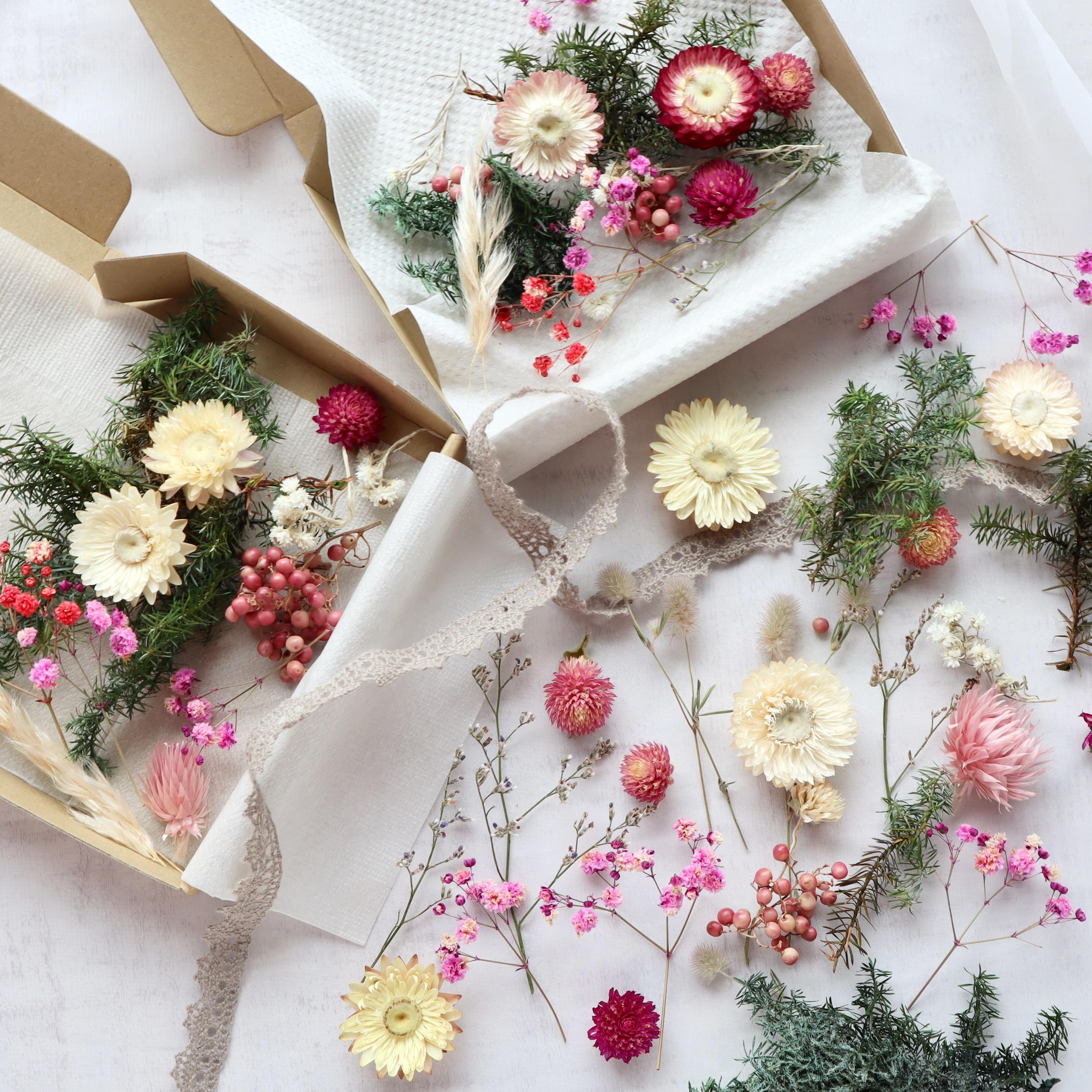 ほっこり秋冬カラーの花材セット＊少量セット／クリスマスにも